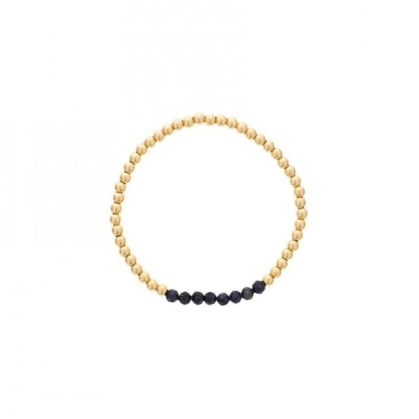 4MM GOLD FILLED BEADED BRACELET WITH A 4MM BEADED SAPPHIRE BAR