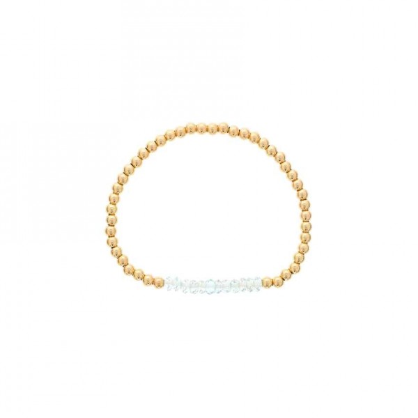 4MM GOLD FILLED BEADED BRACELET WITH 4MM BLUE TOPAZ BAR