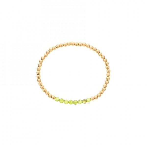 4MM GOLD FILLED BEADED BRACELET WITH 4MM PERIDOT BAR
