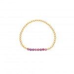 6MM GOLD FILLED BEADED BRACELET WITH A 6MM RUBY BEADED BAR