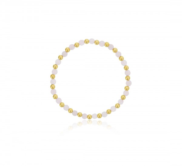 4MM ROSE QUARTZ AND STERLING SILVER BEADED BRACELET