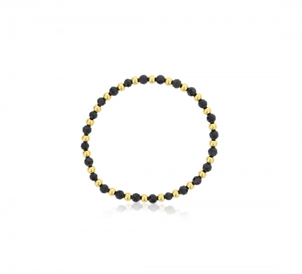 4MM BLACK AGATE AND STERLING SILVER BEADED BRACELET