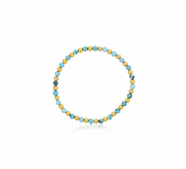 4MM BLUE HOWLITE AND STERLING SILVER BEADED BRACELET