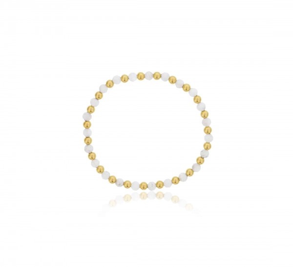 4MM MOOSTONE AND STERLING SILVER BEADED BRACELET