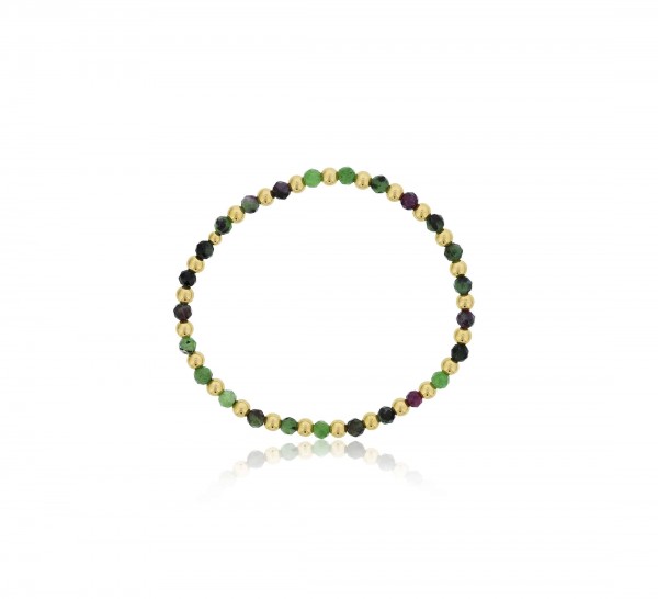 4MM RUBY FUSHITE AND STERLING SILVER BEADED BRACELET