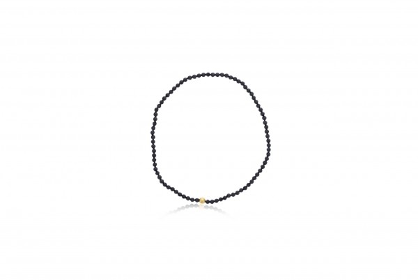 ACETED BLACK SPINEL WITH GOLD FILLED FINISHING BEAD BRACELET