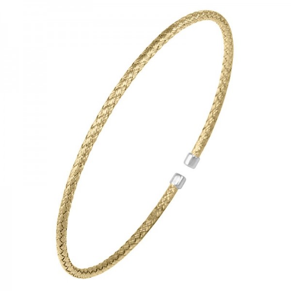 STERLING SILVER GOLD PLATED 2MM CUFF BRACELET