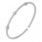 STERLING SILVER 3MM CUFF WITH CZ'S