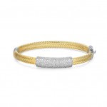 STERLING SILVER GOLD PLATED CZ BANGLE BRACELET