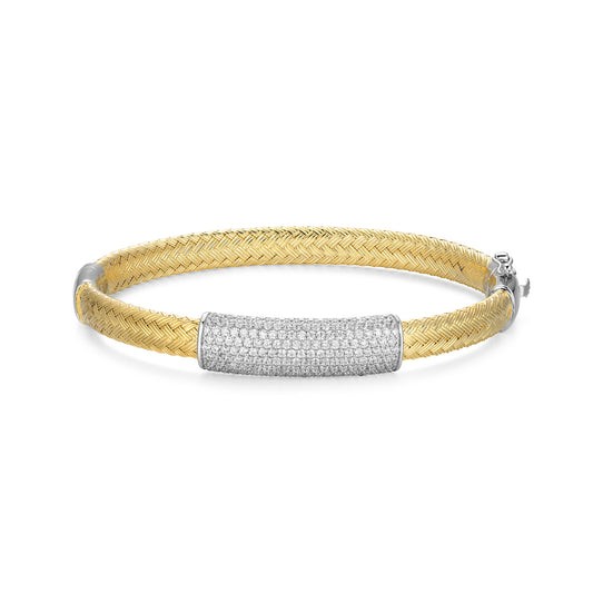 STERLING SILVER GOLD PLATED CZ BANGLE BRACELET