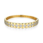 STERLING SILVER GOLD PLATED QUILTED CZ BRACELET