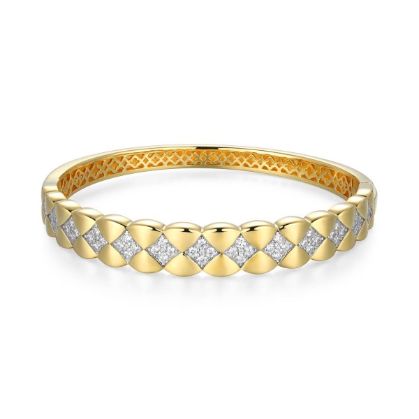 STERLING SILVER GOLD PLATED QUILTED CZ BRACELET
