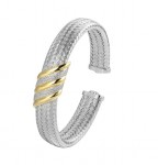 STERLING SILVER GOLD PLATED CZ CUFF BRACELET