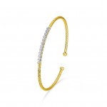 STERLING SILVER GOLD PLATED CZ CUFF BRACELET