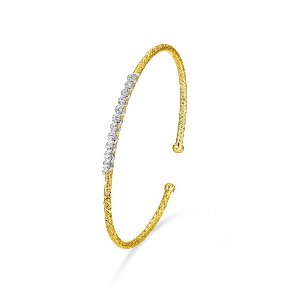 STERLING SILVER GOLD PLATED CZ CUFF BRACELET
