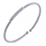 STERLING SILVER 3MM MESH CUFF BRACELET WITH CZ'S