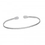 STERLING SILVER 2MM MESH CUFF BRACELET WITH CZ'S