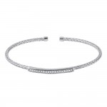 STERLING SILVER 2MM MESH CUFF BRACELET WITH CZ'S