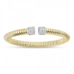 GOLD VERMEIL GROVED CUBIC ZIRCONIA BANGLE