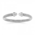 STERLING SILVER & RHODIUM CUBIC ZIRCONIA POPCORN BANGLE
