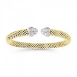 STERLING SILVER AND GOLD VERMEIL CUBIC ZIRCONIA POPCORN BANGLE