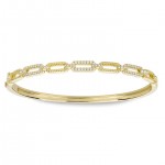 STERLING SILVER GOLD PLATED VERMEIL TWIST CUBIC ZIRCONIA LINK BRACELET