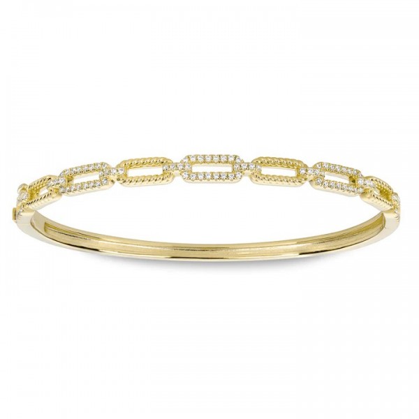 STERLING SILVER GOLD PLATED VERMEIL TWIST CUBIC ZIRCONIA LINK BRACELET