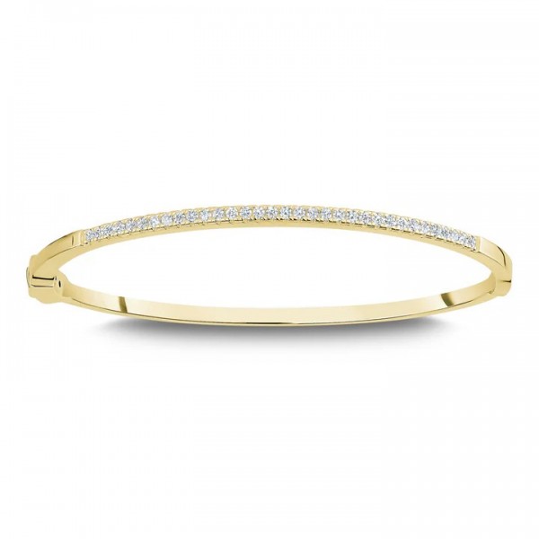 GOLD VERMEIL CUBIC ZIRCONIA PAVE BANGLE BRACELET
