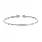 STERLING SILVER & RHODIUM MINI TWIST FANCY CUBIC ZIRCONIA CUFF BRACELET