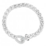 STERLING SILVER & RHODIUM EQUESTRIAN CUBIC ZIRCONIA SQUARE LINK BRACELET