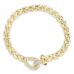 GOLD VERMEIL EQUESTRIAN CUBIC ZIRCONIA SQUARE LINK BRACELET
