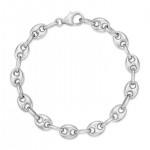 STERLING SILVER & RHODIUM FLAT COFFEE BEAN BRACELET