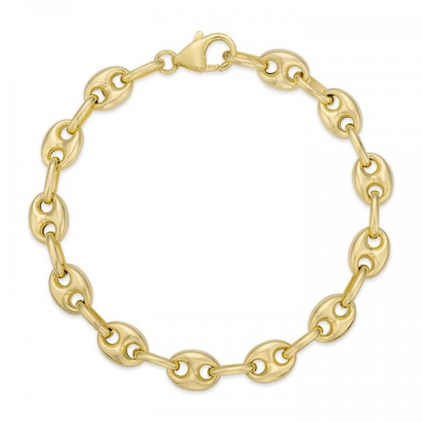 GOLD VERMEIL FLAT COFFEE BEAN BRACELET