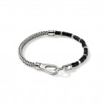 JOHN HARDY MENS STERLING SILVER AND HEISHI TREATED BLACK ONYX BRACELET