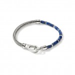 JOHN HARDY MENS STERLING SILVER HEISHI LAPIS BEAD BRACELET