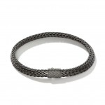 JOHN HARDY MENS STERLING SILVER SMALL MATTE BLACK BRACELET