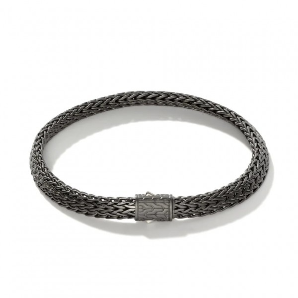JOHN HARDY MENS STERLING SILVER SMALL MATTE BLACK BRACELET