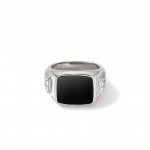 JOHN HARDY STERLING SILVER TREATED BLACK ONYX SIGNET RING
