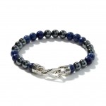 JOHN HARDY STERLING SILVER MEN'S SODALITE/HEMATITE BEAD BRACELET
