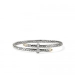 JOHN HARDY STERLING SILVER & 14K GOLD DIAMOND SPEAR BYPASS BRACELET