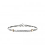 JOHN HARDY STERLING SILVER & 14K GOLD BAR DIAMOND BRACELET