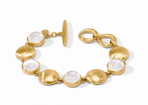 JULIE VOS SOLARA STONE GOLD PLATED BRACELET WITH IRIDESCENT CLEAR CRYSTALS