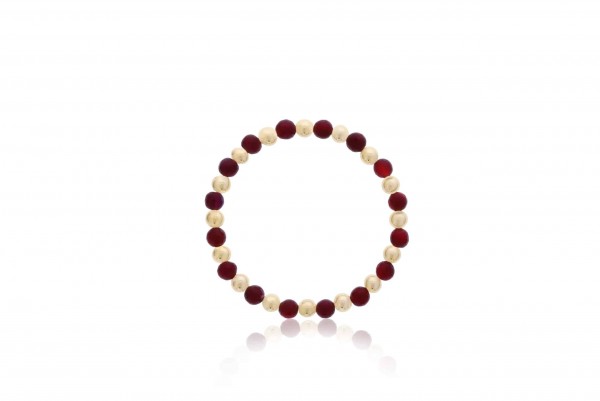 RUBY & GOLD FILLED BEADED BRACELET