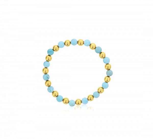 BLUE HOWLITE & GOLD FILLED BEADED BRACELET