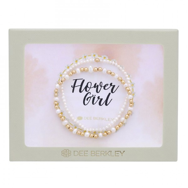 FLOWER GIRL BRACELET SET WITH GOLD FILLED & PEARL BEADS