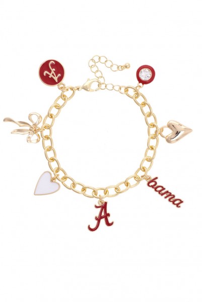 ALABAMA GOLD PLATED ENAMEL CHARM BRACELET