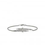 JOHN HARDY STERLING SILVER DIAMOND SPEAR STATION BRACELET