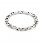 STAINLESS STEEL FIGARO LINK  BRACELET 9INCH