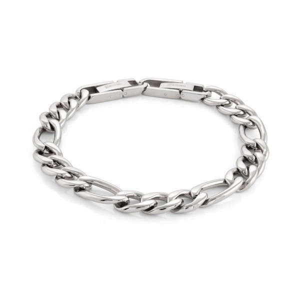 STAINLESS STEEL FIGARO LINK  BRACELET 9INCH