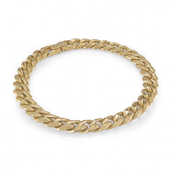 GOLD PLATED STAINLESS STEEL DIAMOND CUT 8MM CURB LINK BRACELET